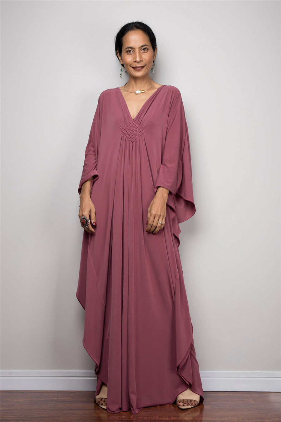 Dress  | Free Size  Chest Woven Loose Plus Size Beach Cover-up Robe Vacation | Dark Rose Red |  Free Size| thecurvestory.myshopify.com