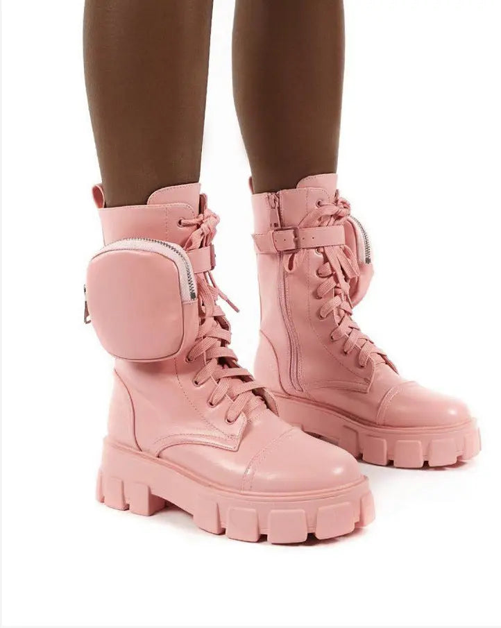 Chunky Boots With Strapped Wallet  Boots Thecurvestory