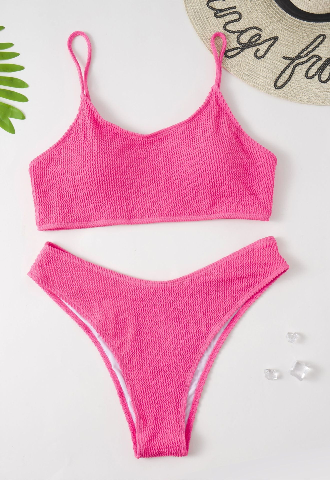 Swimsuit  | Plus-size Solid Color Bikini Swimsuit | Pink |  2XL| thecurvestory.myshopify.com