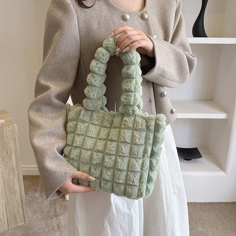 Women plush Hand Bag in 2 sizes Elegant Tote Bag
