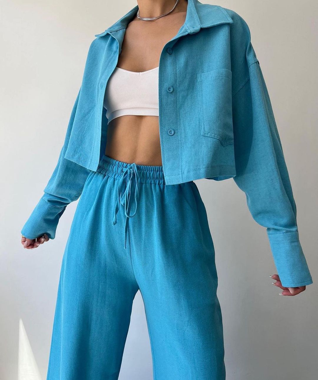 co-ord sets  | Women Two Piece Outfits For Women Long Sleeve Button Down Wide Leg Loungewear Pajama Set | [option1] |  [option2]| thecurvestory.myshopify.com