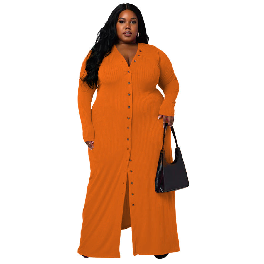 dresses  | Plus Size Women's Sunken Stripe Split Dress | Orange |  2XL| thecurvestory.myshopify.com