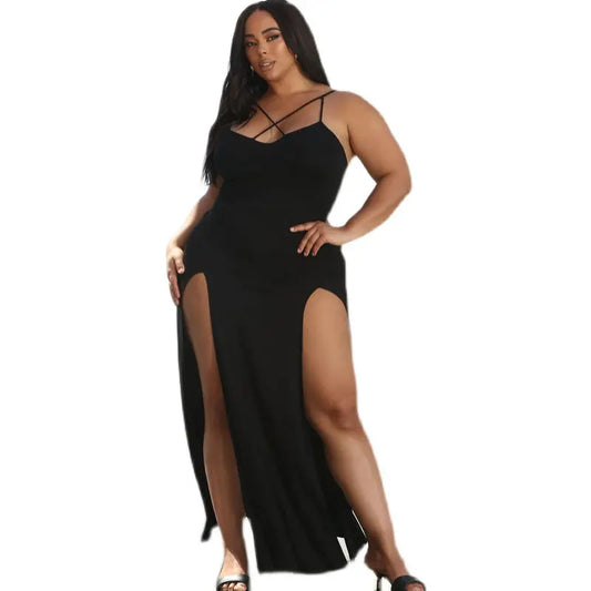 dresses  | Women plus Size Slit dress | Black |  XL| thecurvestory.myshopify.com