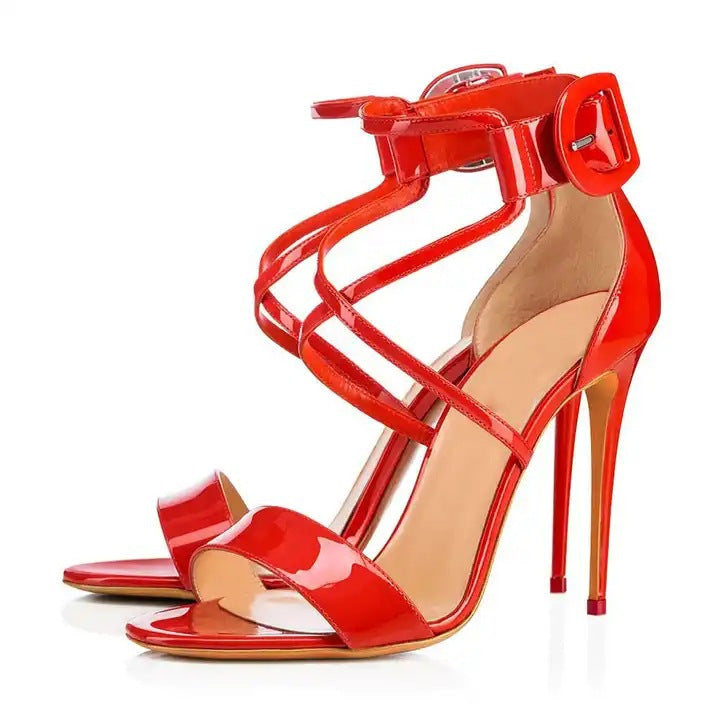 Heeled Sandals  | Women Colorful Sweet Prince Party Dress High Heels | Red |  35| thecurvestory.myshopify.com
