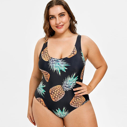 Plus size Pineapple print one-piece swimsuit