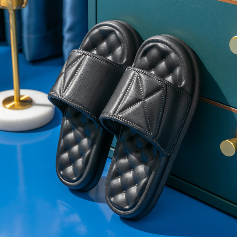 sandals  | Women's Summer Slippers Home Soft Slippers Thick Sole Non-slip EVA Indoor Shoes Flat Slides Couple Beach Shoes | Black |  36to37| thecurvestory.myshopify.com