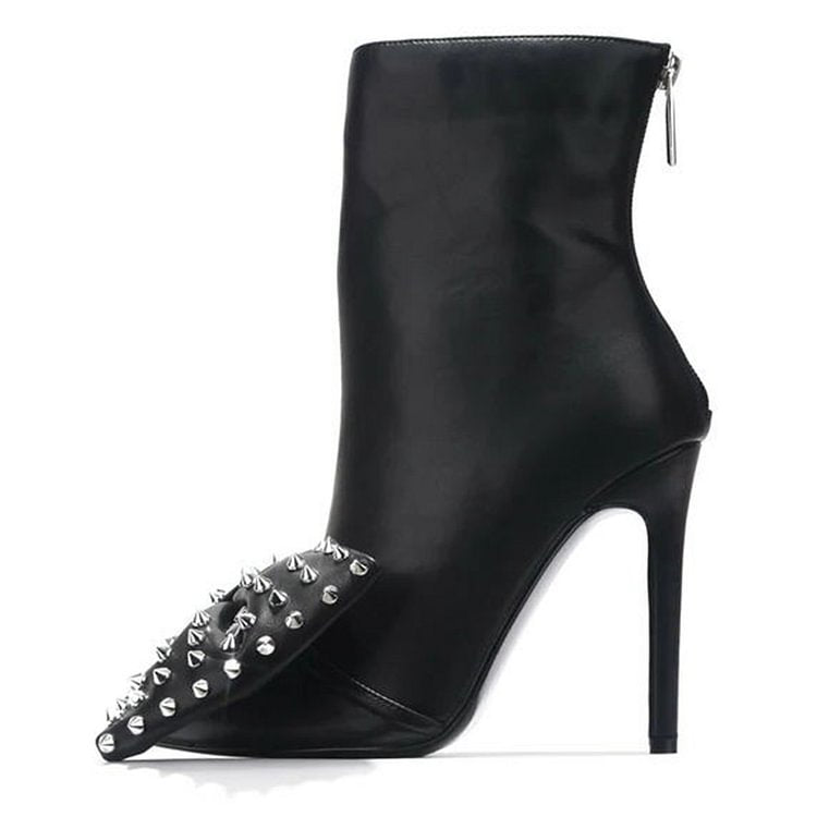 Boots  | Women Studded bow High heeled Ankle boots | [option1] |  [option2]| thecurvestory.myshopify.com