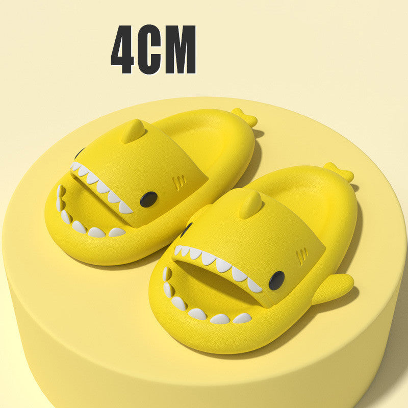 Slippers  | Adult Unisex Slippers Indoor Outdoor Funny Shark Cartoon | 4CM Thick Sole Yellow |  36or37| thecurvestory.myshopify.com