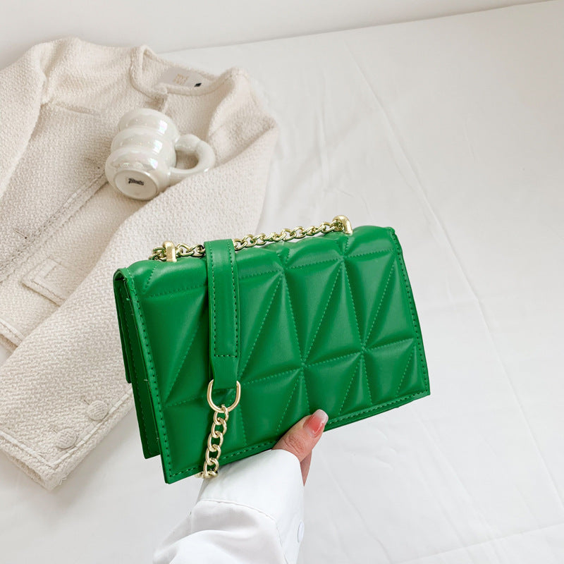 Shoulder bags  | Women Small handy trendy crossbody bag with chain shoulder strap | Green |  | thecurvestory.myshopify.com