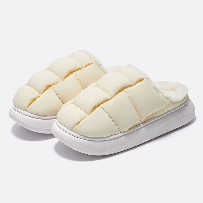 Slippers  | Women's Winter Chunky Sole Mule Slip-ons | White |  38to39| thecurvestory.myshopify.com