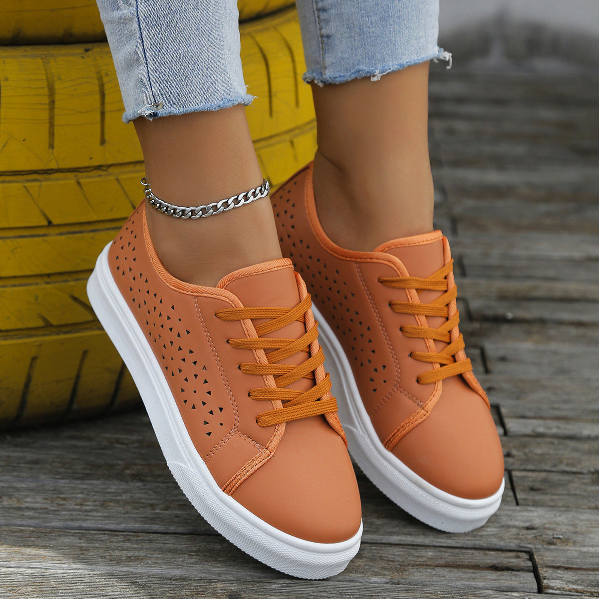 sneakers  | Cutout Flat Shoes Lace-up Hollow Out Walking Shoes For Women Loafers | [option1] |  [option2]| thecurvestory.myshopify.com