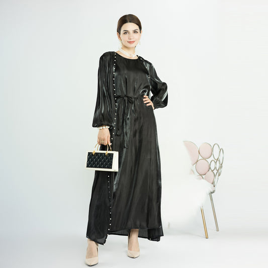 dresses  | Women Black bubble Sleeve two piece dress and cardigan | |  | thecurvestory.myshopify.com