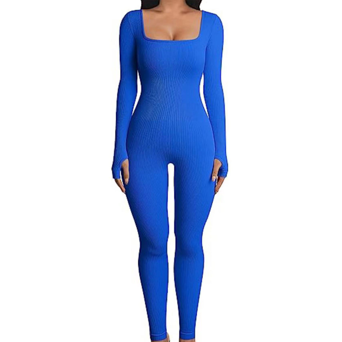 Jumpsuit  | Urban Chic: One-Piece Thread Bodysuit in Dazzling Colors – Sizes S to 3XL | 2XL |  Blue| thecurvestory.myshopify.com