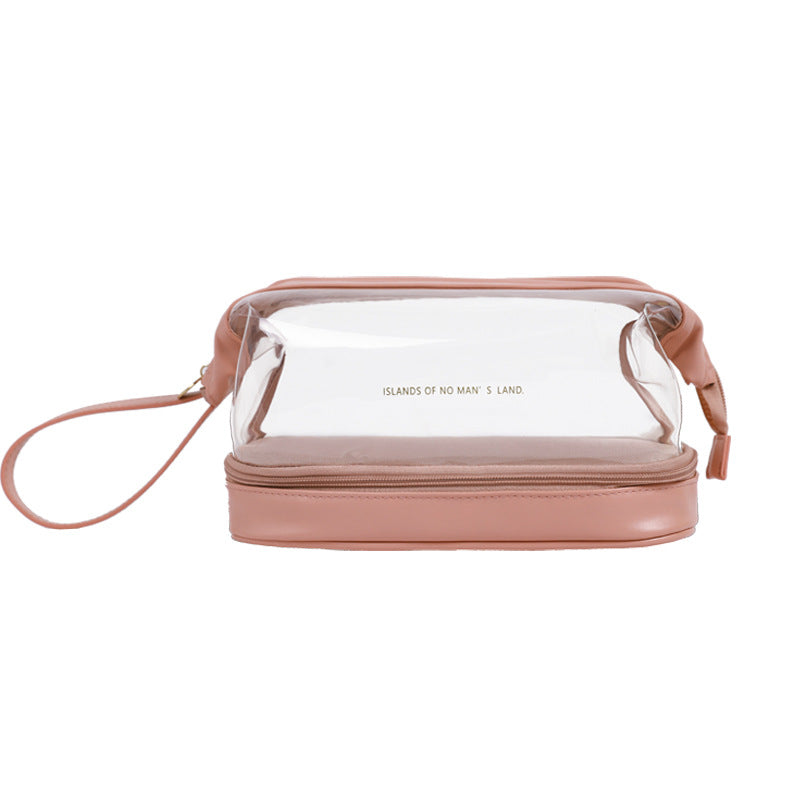 makeup bags  | Double Layer Cloud Transparent Steel Wire Cosmetic Bag | Rose Pink |  [option2]| thecurvestory.myshopify.com