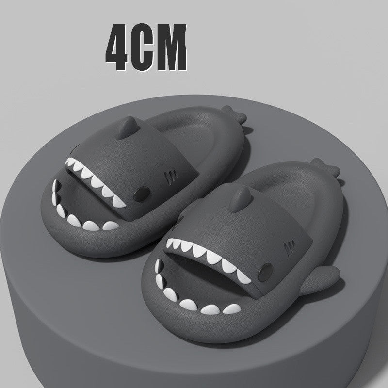 Slippers  | Adult Unisex Slippers Indoor Outdoor Funny Shark Cartoon | 4CM Thick Sole Dark Grey |  36or37| thecurvestory.myshopify.com