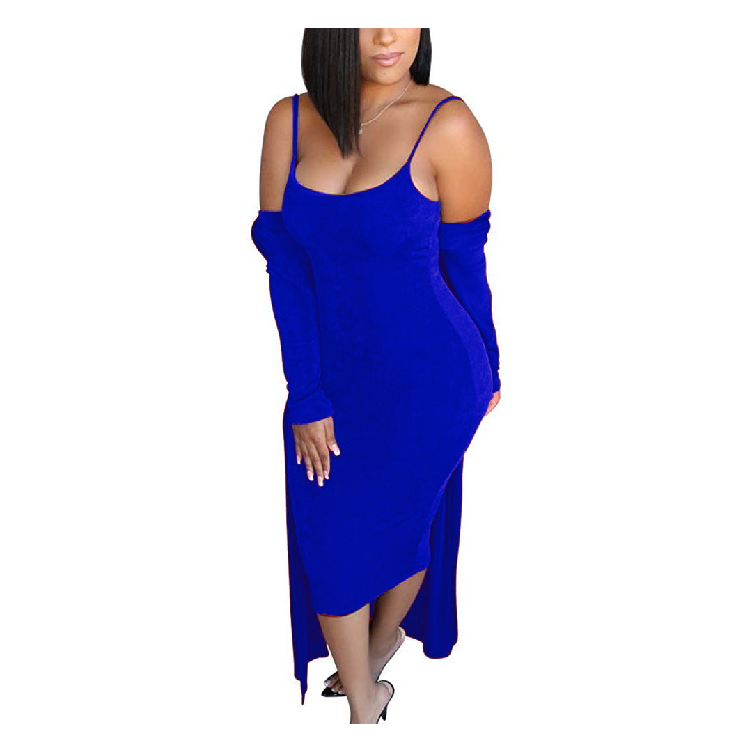 dresses  | Plus Size Women 2 Piece Suspender cardigan Dress | Blue |  L| thecurvestory.myshopify.com