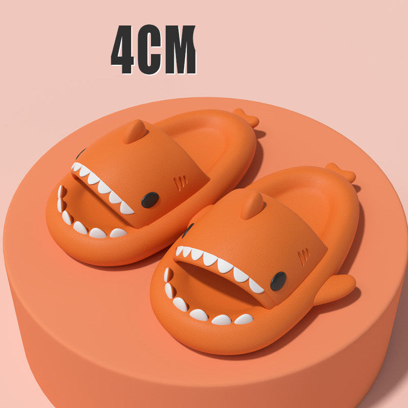 Slippers  | Adult Unisex Slippers Indoor Outdoor Funny Shark Cartoon | 4CM Thick Sole Orange |  36or37| thecurvestory.myshopify.com