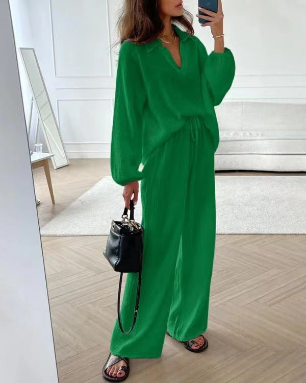 Co-ord Sets  | Elegant Women's Casual Top And Trousers Co-ord Set | Green |  2XL| thecurvestory.myshopify.com