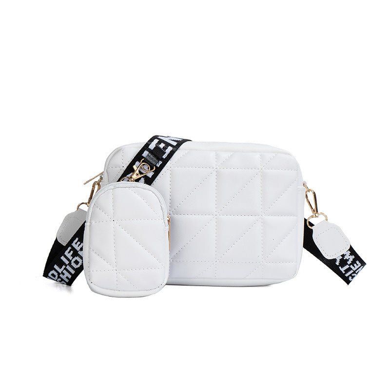 Shoulder bags  | 2Pcs Shoulder Bag With Wallet Printed Wide Shoulder Strap Crossbody Bags | White |  | thecurvestory.myshopify.com