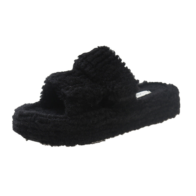sandals  | Winter Slippers With Velcro Design Fashion Indoor Outdoor Garden Home Shoes | Black |  35.| thecurvestory.myshopify.com