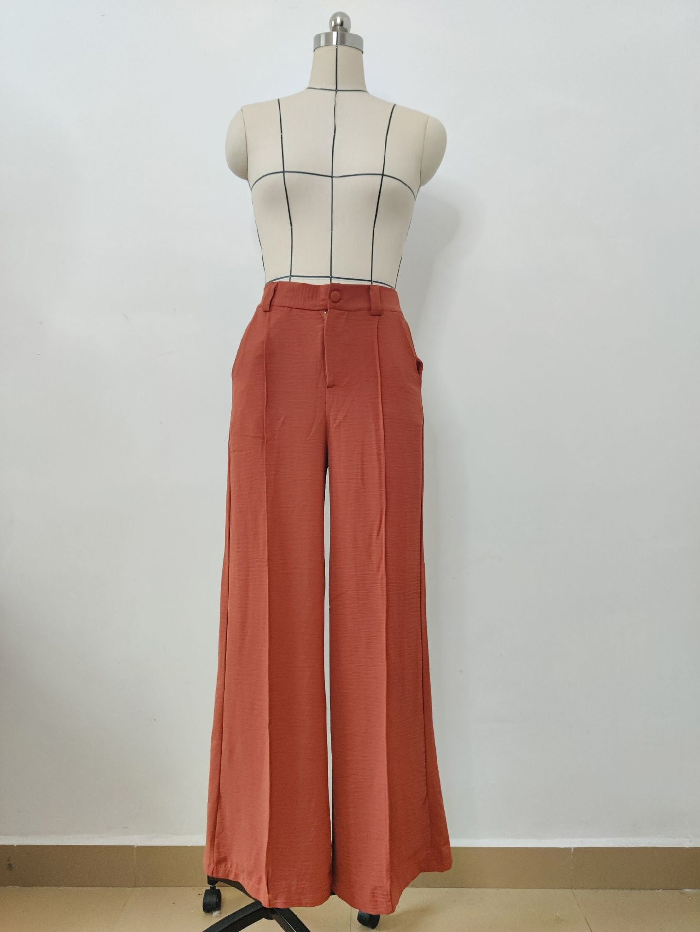Pants  | Solid Color Loose Pleated Wide-leg Casual Pants | [option1] |  [option2]| thecurvestory.myshopify.com