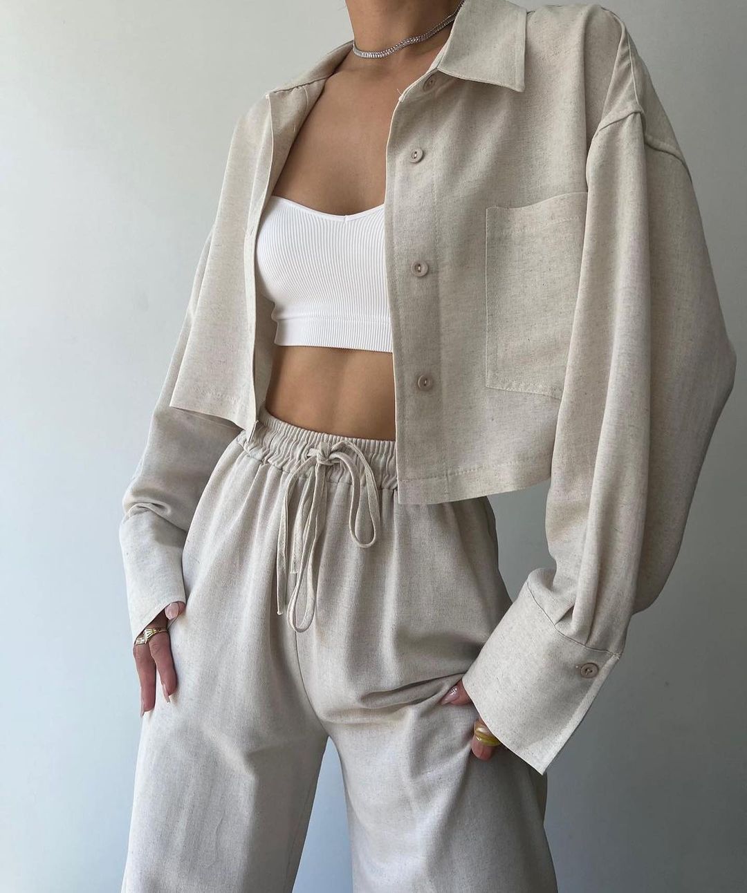 co-ord sets  | Women Two Piece Outfits For Women Long Sleeve Button Down Wide Leg Loungewear Pajama Set | Apricot |  2xl| thecurvestory.myshopify.com