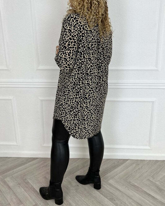 Dress  | Women's Fashion Casual Leopard Print V-neck ShirtT-shirt Top | |  | thecurvestory.myshopify.com
