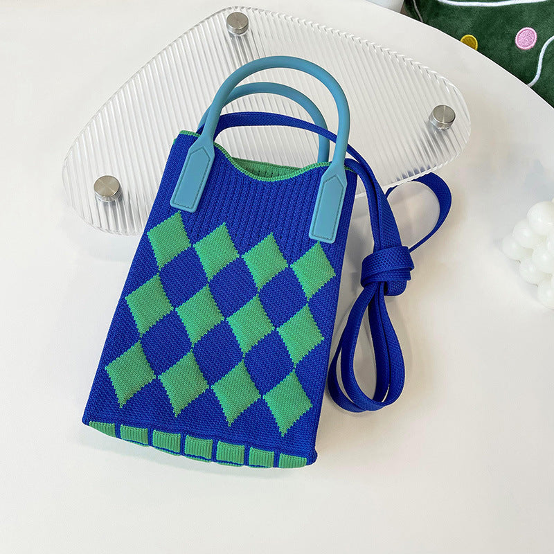 Shoulder bags  | Love Mini Knit Shoulder Crossbody Bag | Blue Diamond |  [option2]| thecurvestory.myshopify.com
