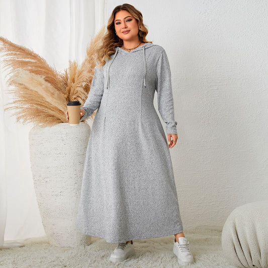 Plus size full Sleeves Hooded Autumn wear Casual dress