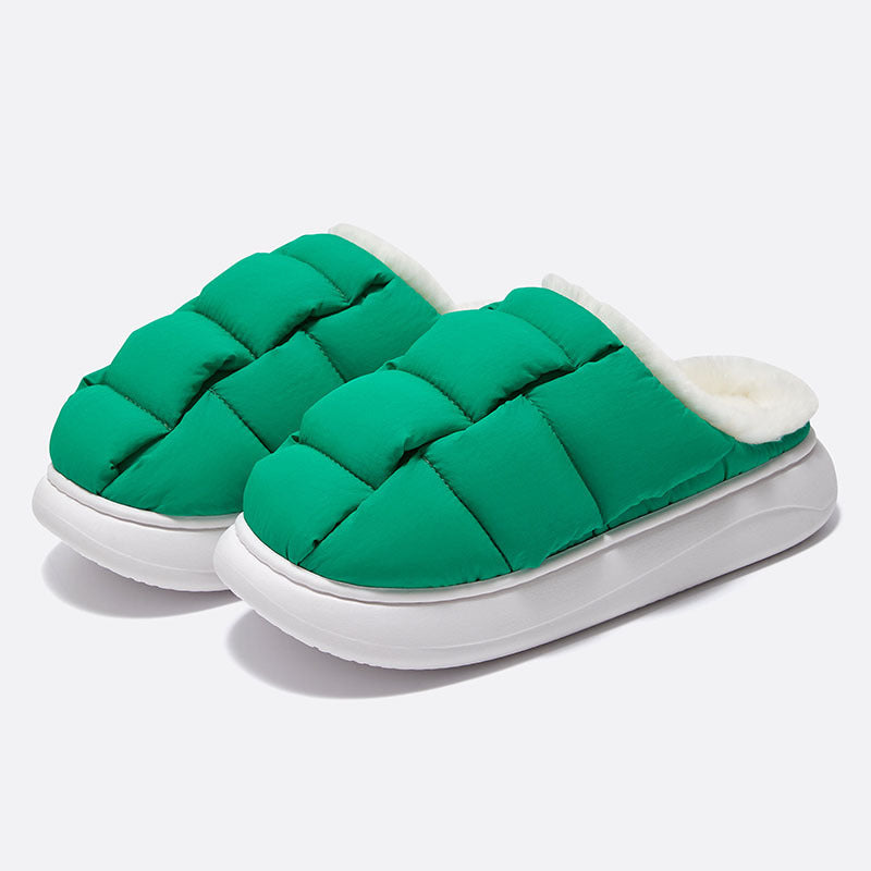Slippers  | Women's Winter Chunky Sole Mule Slip-ons | Green |  36to37| thecurvestory.myshopify.com
