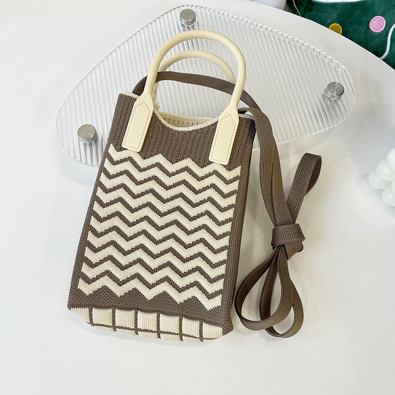 Shoulder bags  | Love Mini Knit Shoulder Crossbody Bag | Oatmeal Color Wave Pattern |  [option2]| thecurvestory.myshopify.com