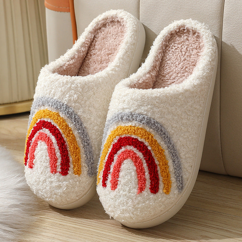 Slippers  | Women's Home Slippers Fashion Plush House Shoes For Valentine's Day | Rainbow Style |  36to37| thecurvestory.myshopify.com