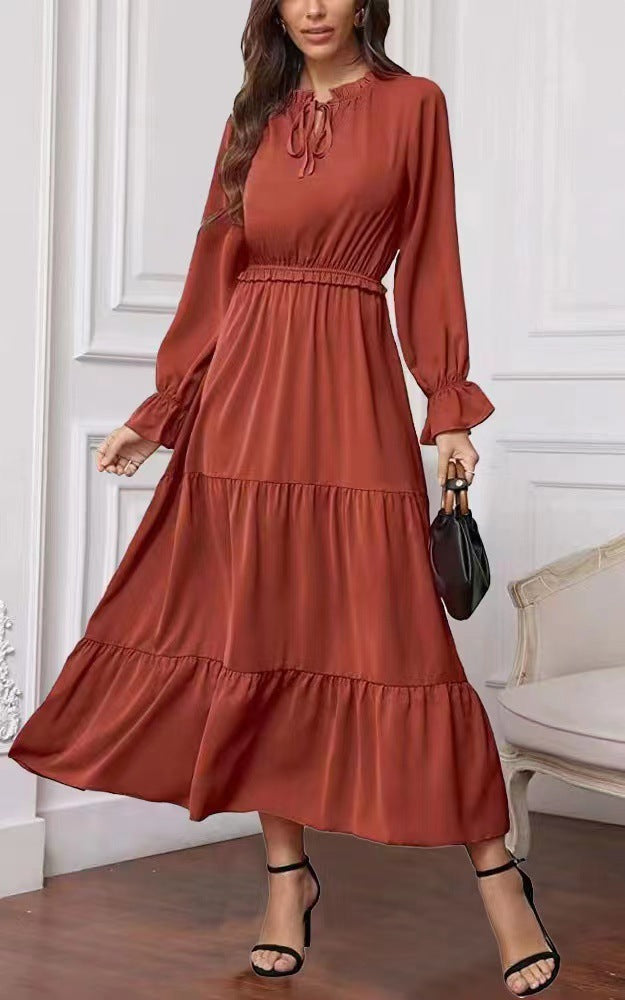 dresses  | Women Plus size long sleeves maxi dress | Orange |  2XL| thecurvestory.myshopify.com
