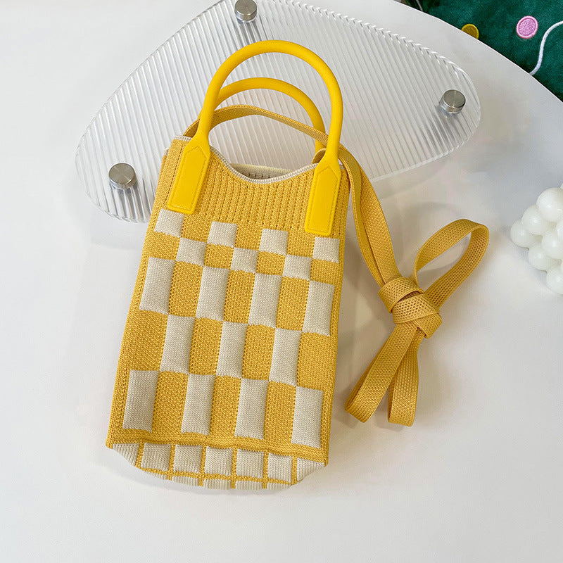 Shoulder bags  | Love Mini Knit Shoulder Crossbody Bag | Yellow Square |  [option2]| thecurvestory.myshopify.com
