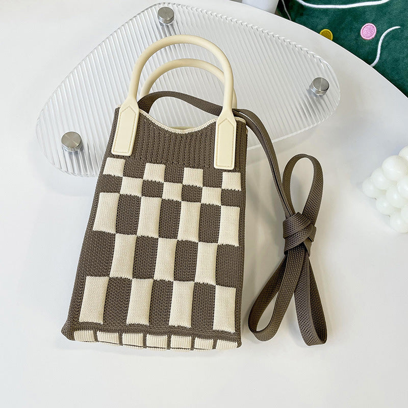 Shoulder bags  | Love Mini Knit Shoulder Crossbody Bag | Oatmeal Color Square |  [option2]| thecurvestory.myshopify.com