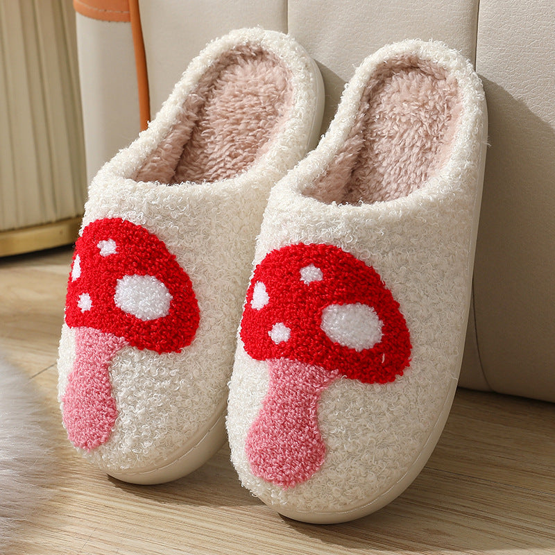 Slippers  | Women's Home Slippers Fashion Plush House Shoes For Valentine's Day | Mushroom Paragraph |  36to37| thecurvestory.myshopify.com
