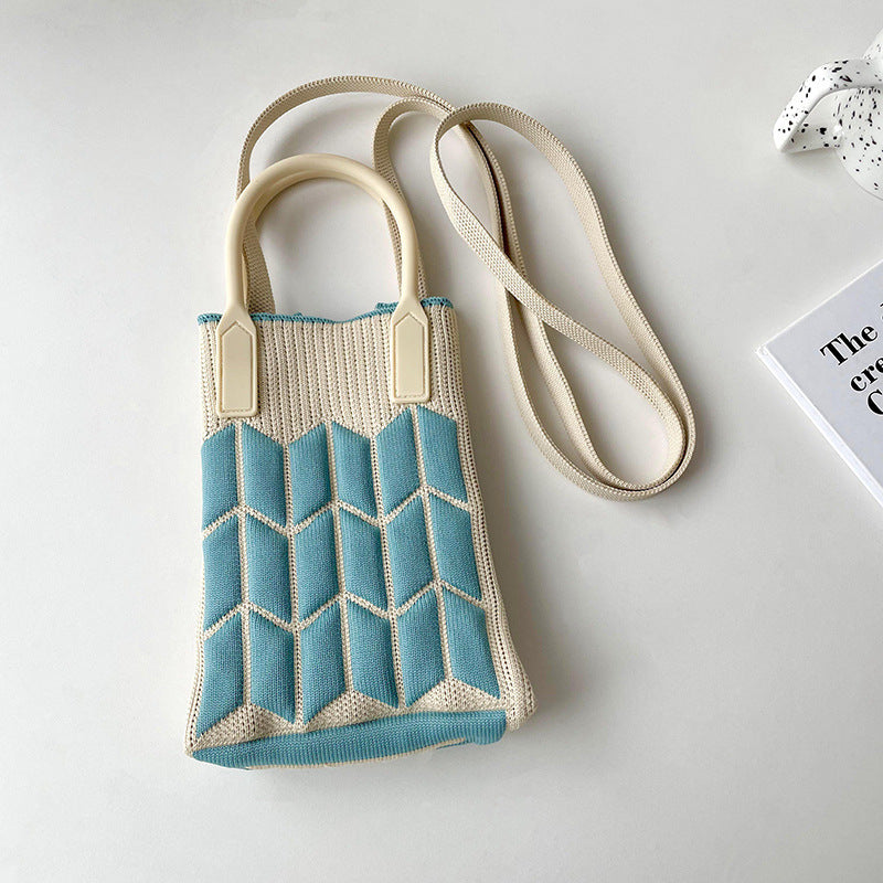Shoulder bags  | Love Mini Knit Shoulder Crossbody Bag | Wheat Pack Blue Apricot |  [option2]| thecurvestory.myshopify.com