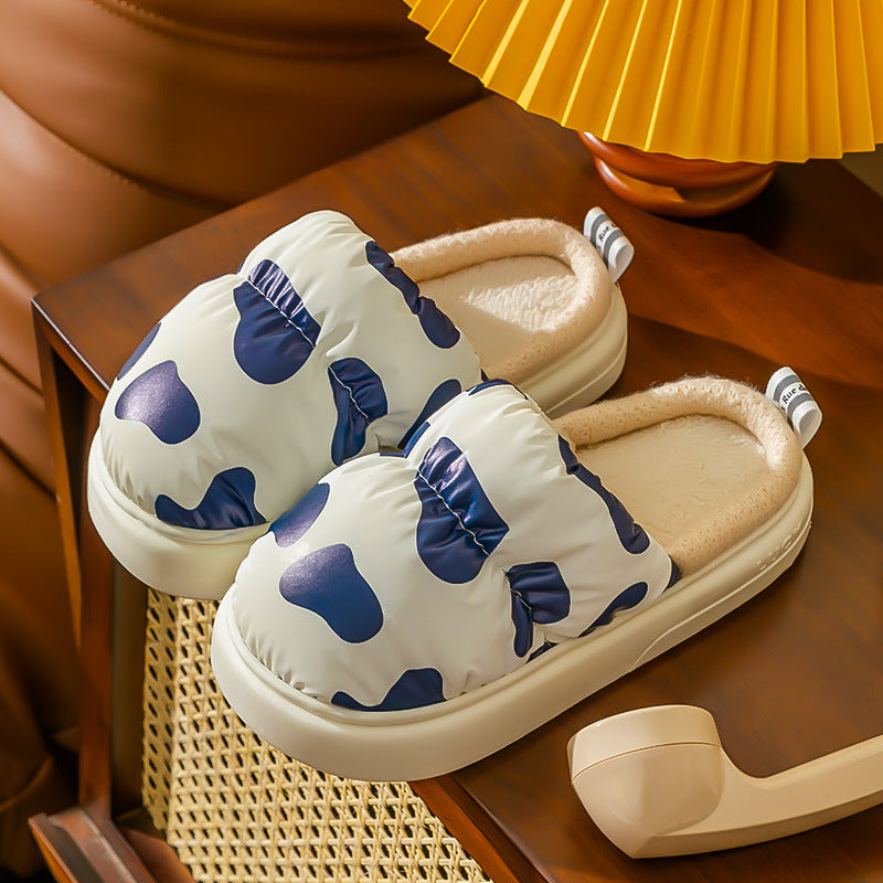 Slippers  | Women Cow print chunky Mule Slip-ons | Cow Navy Blue |  36to37| thecurvestory.myshopify.com