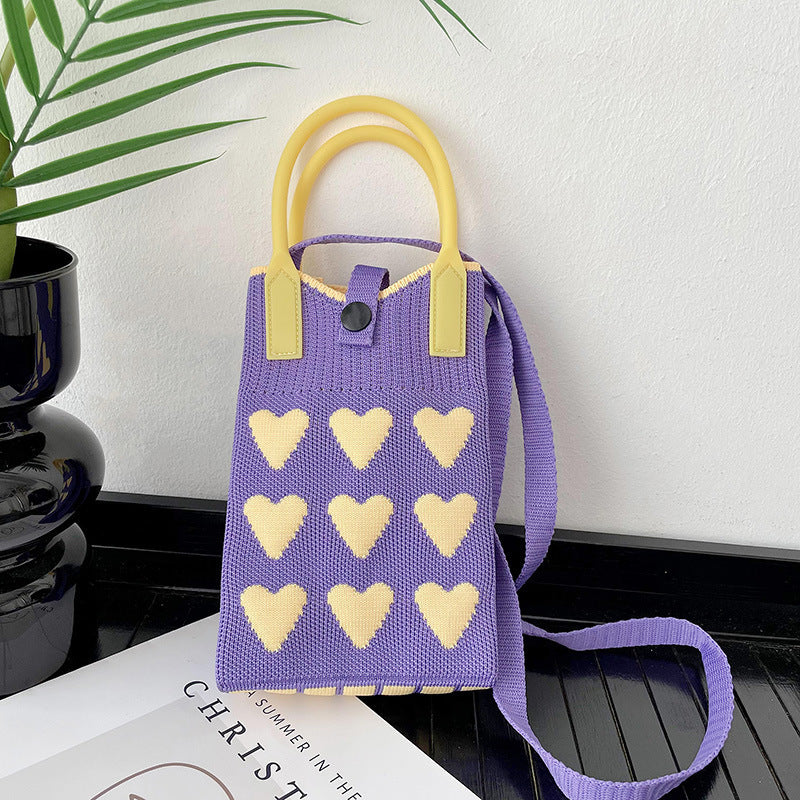 Shoulder bags  | Love Mini Knit Shoulder Crossbody Bag | Hidden Hook Purple |  [option2]| thecurvestory.myshopify.com
