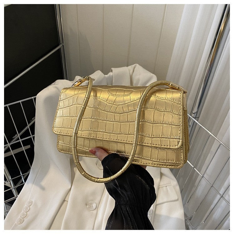 Shoulder bags  | Women Shoulder Bgas Stone Pattern Solid Color Elegant Bag | Gold |  | thecurvestory.myshopify.com
