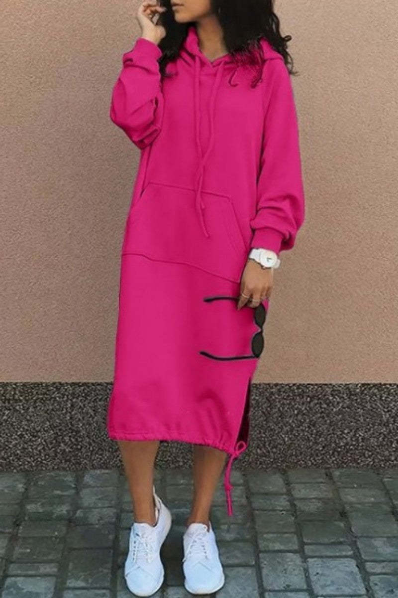 dresses  | Plus Size Long Sweater Hoodie | Rose Red |  2XL| thecurvestory.myshopify.com