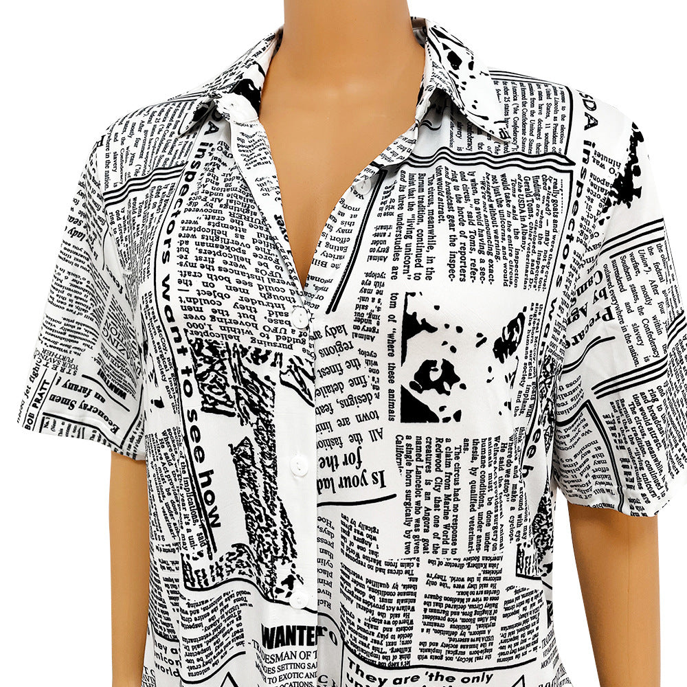 Jumpsuit  | Women's Fashionable Printed Newspaper printed  Dress | [option1] |  [option2]| thecurvestory.myshopify.com