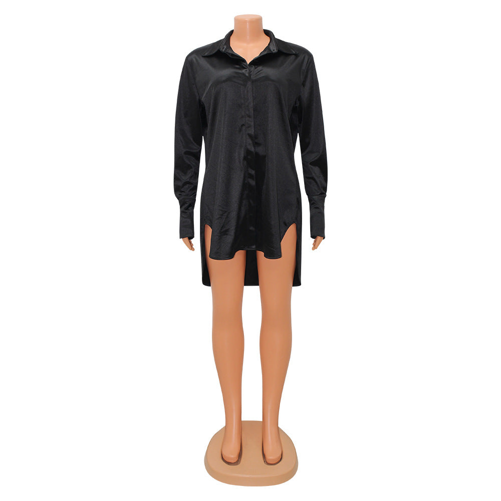 Shirt  | Women Long Sleeve Irregular Shirt | [option1] |  [option2]| thecurvestory.myshopify.com