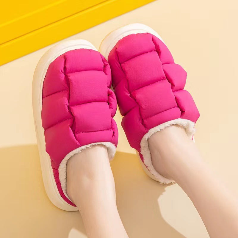 Slippers  | Women's Winter Chunky Sole Mule Slip-ons | Rose Red |  36to37| thecurvestory.myshopify.com