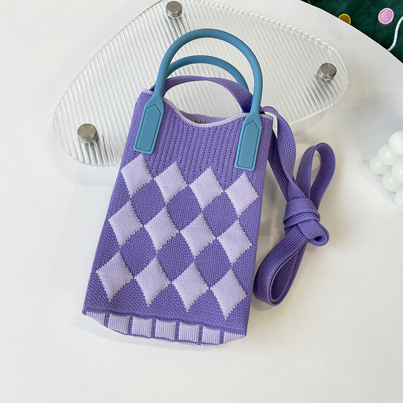 Shoulder bags  | Love Mini Knit Shoulder Crossbody Bag | Purple Diamond |  [option2]| thecurvestory.myshopify.com