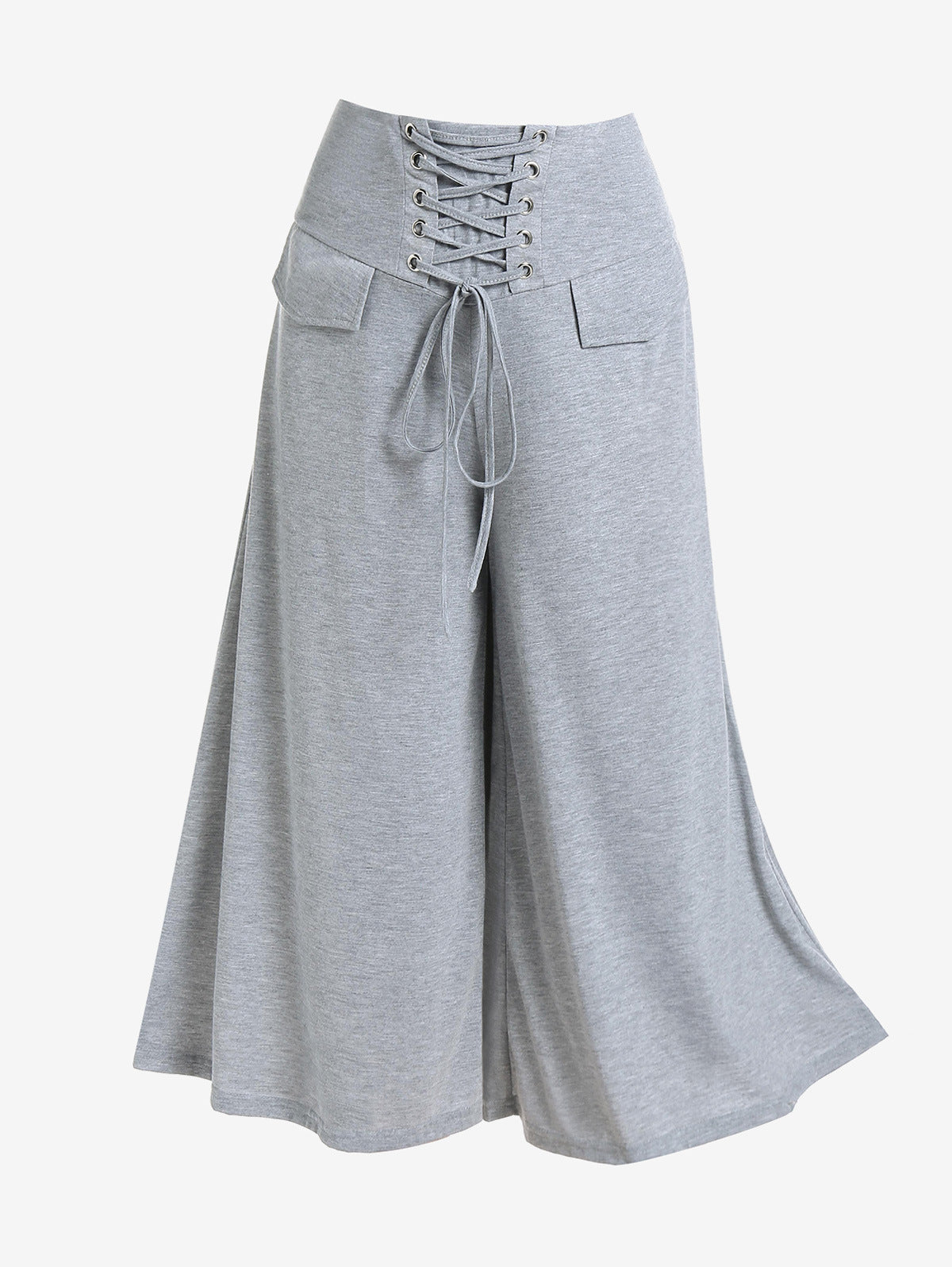 Pants  | Women's Clothing High Waist With Straps Plus Size Loose Pants | Shallow Flower Ash |  2XL| thecurvestory.myshopify.com