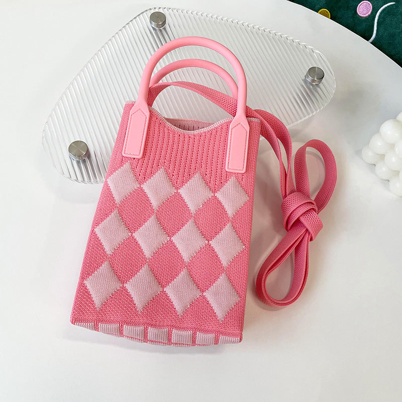 Shoulder bags  | Love Mini Knit Shoulder Crossbody Bag | Pink Diamond |  [option2]| thecurvestory.myshopify.com