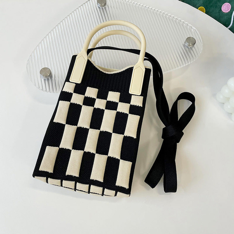 Shoulder bags  | Love Mini Knit Shoulder Crossbody Bag | Black Square |  [option2]| thecurvestory.myshopify.com