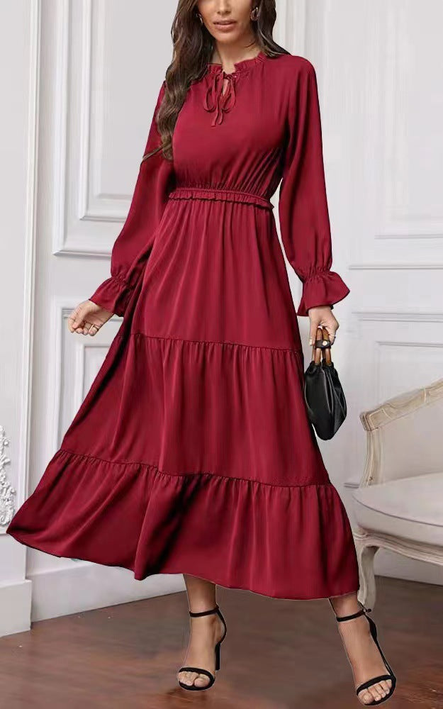dresses  | Women Plus size long sleeves maxi dress | Red |  2XL| thecurvestory.myshopify.com