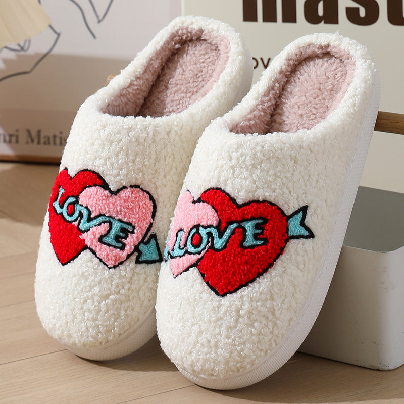 Slippers  | Women's Home Slippers Fashion Plush House Shoes For Valentine's Day | LOVE Style |  36to37| thecurvestory.myshopify.com